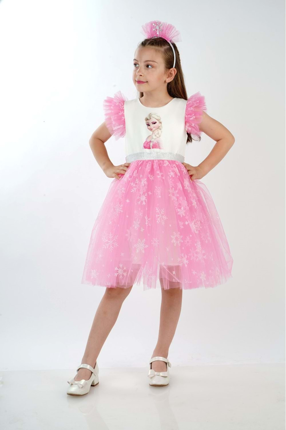 Elsa Karlar Kraliçesi Kız Çocuk Parti Elbisesi - Cankız Kids - Abiye - PEMBE - 2 YAŞ - CS2023000044-PEMBE-2 YAŞ