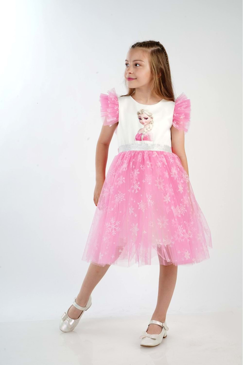 Elsa Karlar Kraliçesi Kız Çocuk Parti Elbisesi - Cankız Kids - Abiye - PEMBE - 2 YAŞ - CS2023000044-PEMBE-2 YAŞ