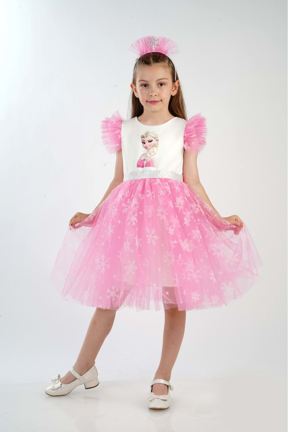 Elsa Karlar Kraliçesi Kız Çocuk Parti Elbisesi - Cankız Kids - Abiye - PEMBE - 2 YAŞ - CS2023000044-PEMBE-2 YAŞ