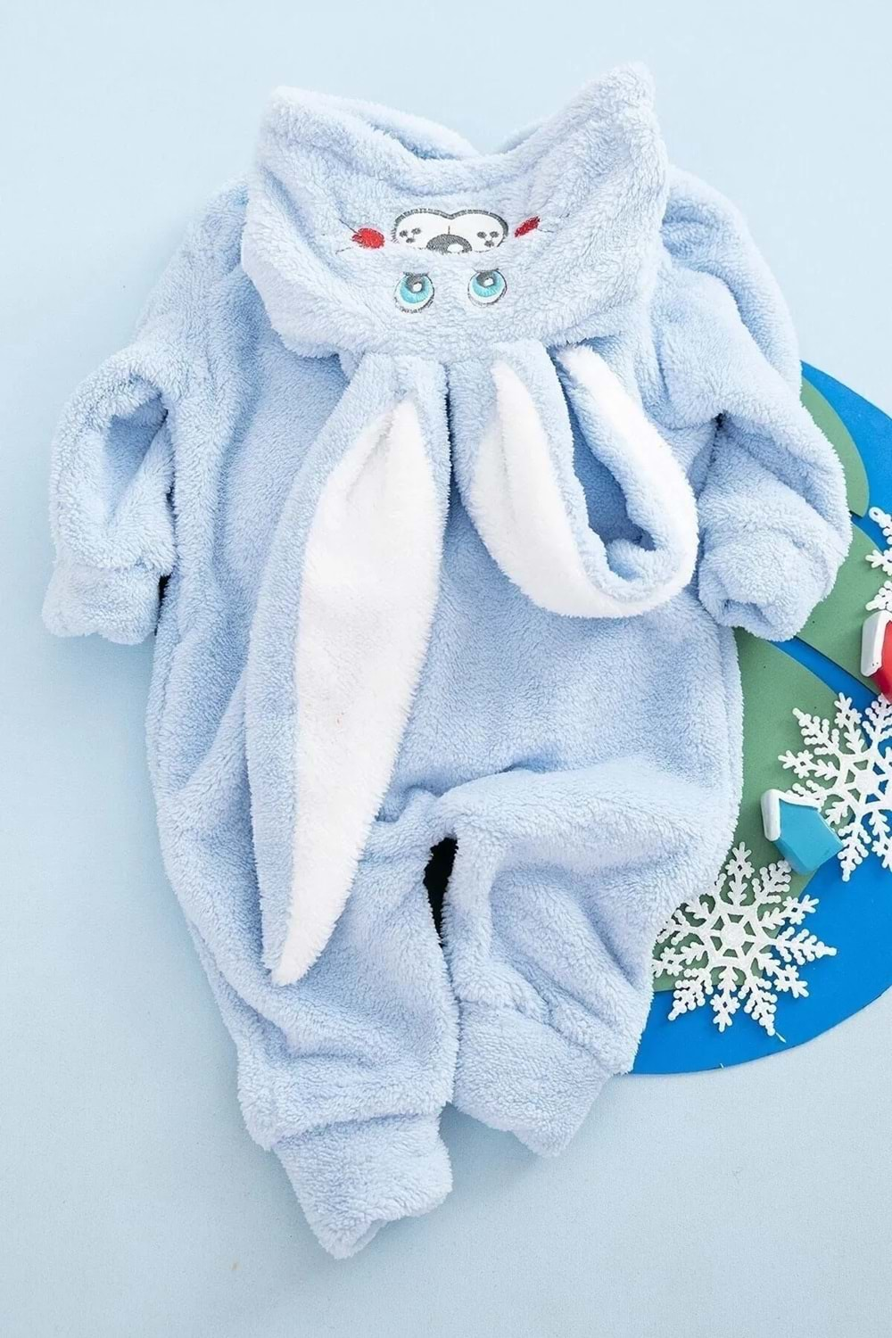 Bebek Unisex Tavşan Şapkalı Welsoft Peluş Uyku Tulumu