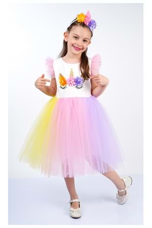 UNİCORN DOĞUM GÜNÜ VE PARTİ ELBİSESİ - Cankız Kids - Abiye - PEMBE - 2 YAŞ - CS2023000043-3641