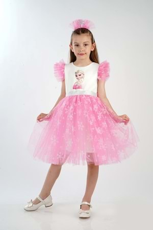 Elsa Karlar Kraliçesi Kız Çocuk Parti Elbisesi - Cankız Kids - Abiye - PEMBE - 2 YAŞ - CS2023000044-PEMBE-2 YAŞ