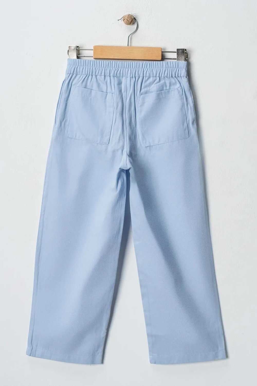 Kız Çocuk Bol Paça Pantolon-Yüksek Bel Düğmeli Cepli Günlük, Rahat Yazlık, Bayramlık Casual Pantolon