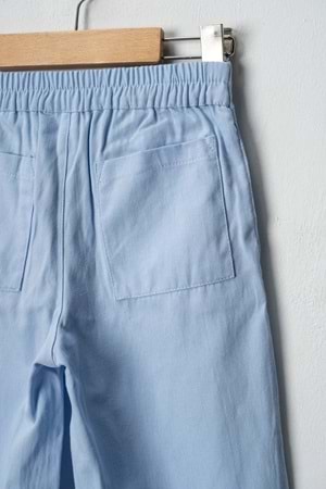 Kız Çocuk Bol Paça Pantolon-Yüksek Bel Düğmeli Cepli Günlük, Rahat Yazlık, Bayramlık Casual Pantolon